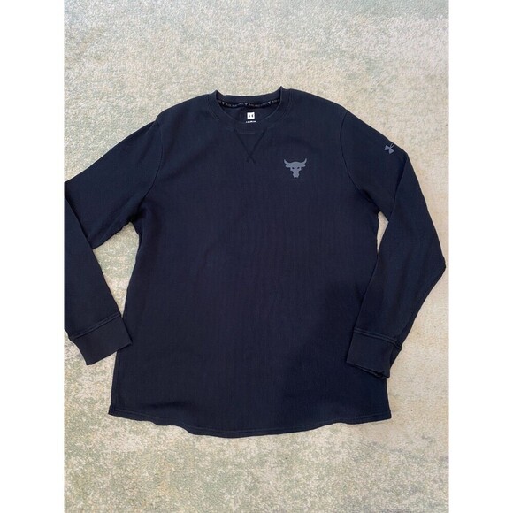 Under Armour Men’s L Waffle Blood Sweat Respect Long Sleeve Black Longhorn Bull - Picture 1 of 7